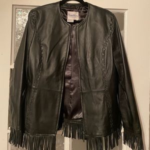 Pamela McCoy black leather jacket